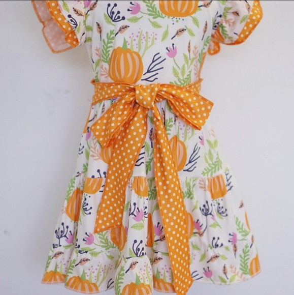 🍁HOST PICK!!!🍁 Szs 2-7 Available! Pumpkin Dress - Picture 3 of 4